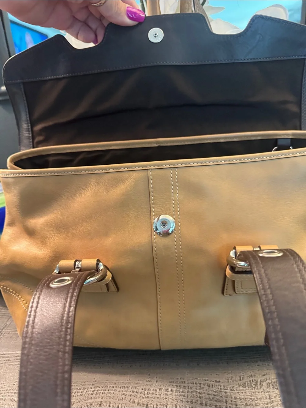 Coach Tan Leather Satchel Handbag